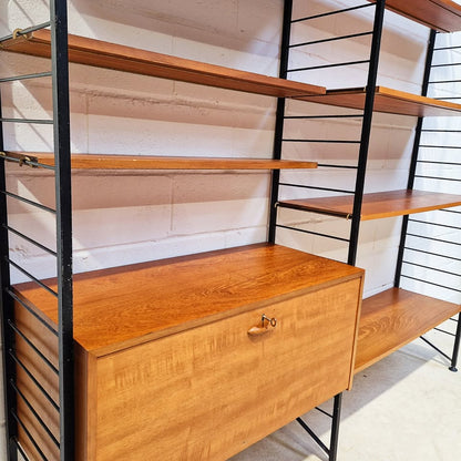 Staples Ladderax Vintage 1960s Mid Century 3 Bay Danish Design Cabinet Sideboard Shelf System