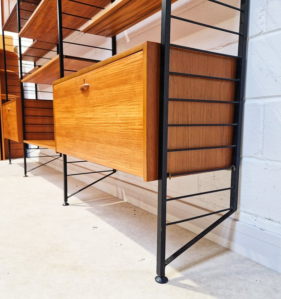 Staples Ladderax Vintage 1960s Mid Century 3 Bay Danish Design Cabinet Sideboard Shelf System