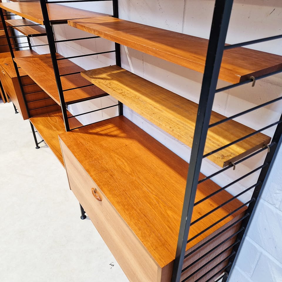 Staples Ladderax Vintage 1960s Mid Century 3 Bay Danish Design Cabinet Sideboard Shelf System