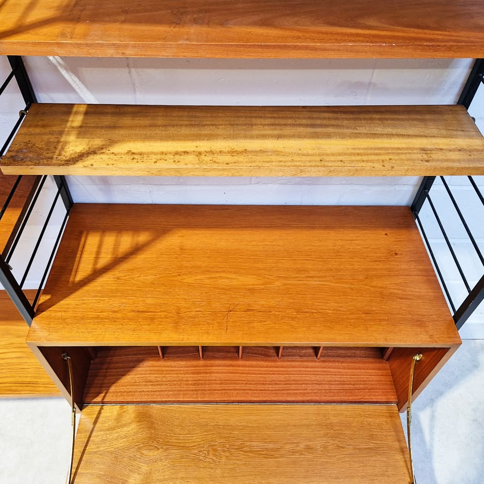 Staples Ladderax Vintage 1960s Mid Century 3 Bay Danish Design Cabinet Sideboard Shelf System