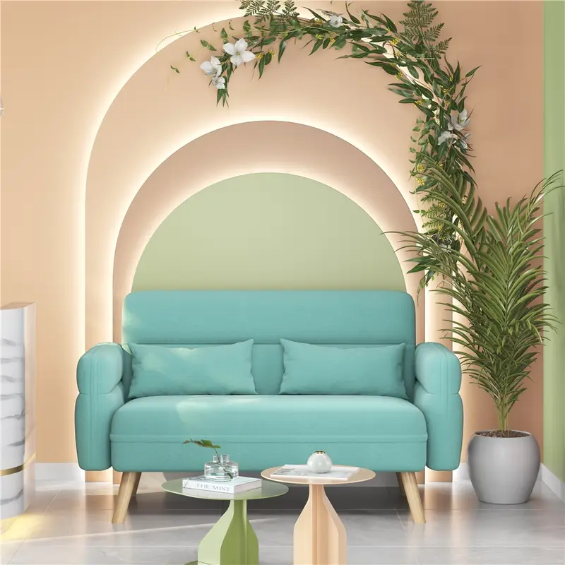 Mid Century Modern Danish Design 2 Seater Compact Sofa With Lumbar Support