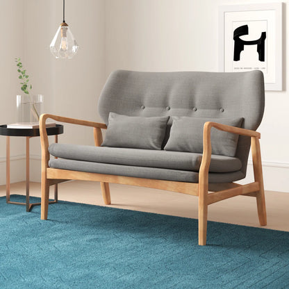 Mid Century Modern Solid Birch Nordic Design 2 Seater Lounge Chair Sofa