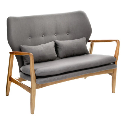 Mid Century Modern Solid Birch Nordic Design 2 Seater Lounge Chair Sofa