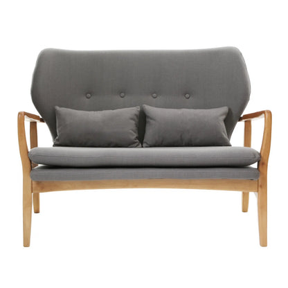 Mid Century Modern Solid Birch Nordic Design 2 Seater Lounge Chair Sofa
