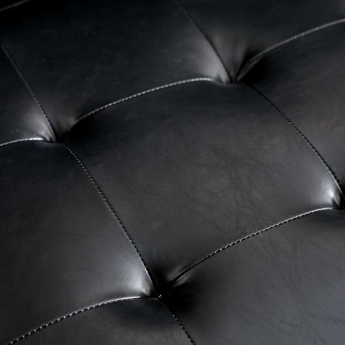 Mid Century Modern Black Faux Leather Nordic Design Lounge Accent 2 Seater Sofa Chair