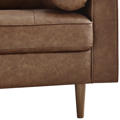 Mid Century Modern Faux Leather Nordic Design Lounge Accent 2 Seater Sofa Chair