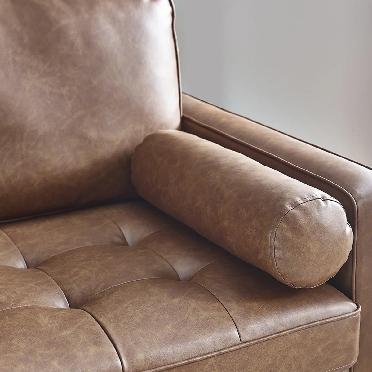Mid Century Modern Faux Leather Nordic Design Lounge Accent 2 Seater Sofa Chair