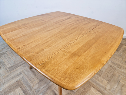 Ercol Vintage Mid Century Solid Elm Drop Leaf Table & Candlestick Chairs Dining Set
