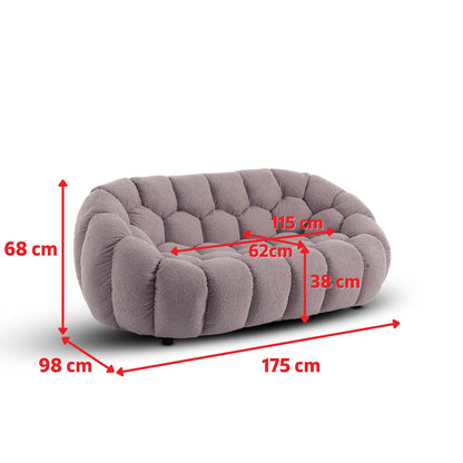 Nordic Design Low Level 2 Seater Boucle Bosun Lounge Accent Sofa