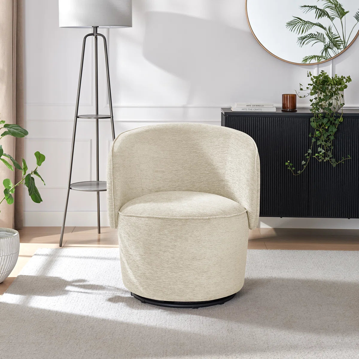 Mid Century Modern Cylindrical Accent Lounge Bedroom Armchairs - Set of 2 Chairs