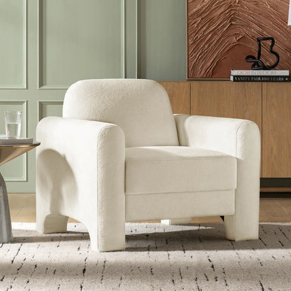 Mid Century Modern Nordic Design Burnt Orange Chennille Upholstered Accent Armchair