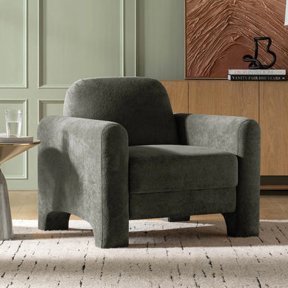 Mid Century Modern Nordic Design Burnt Orange Chennille Upholstered Accent Armchair