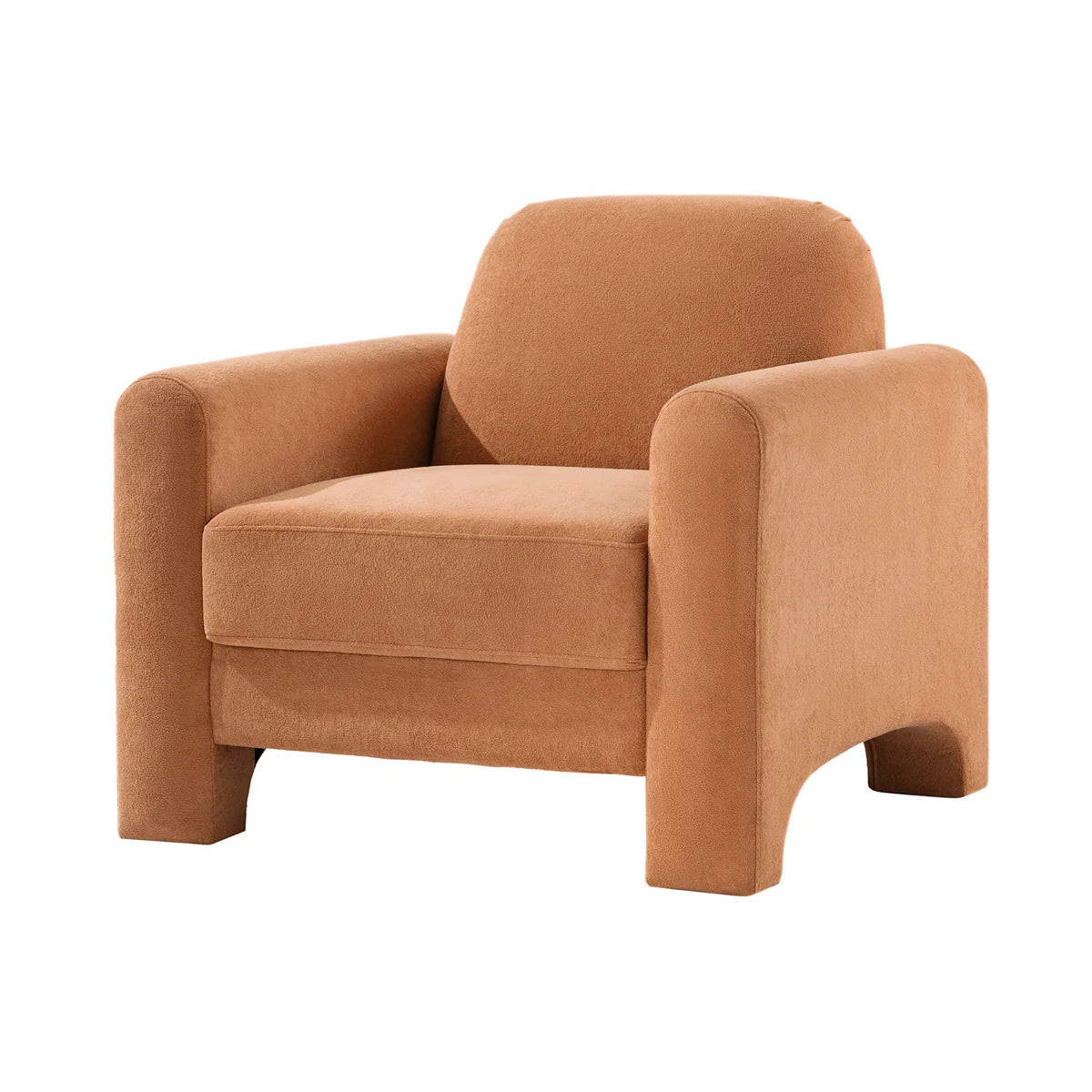 Mid Century Modern Nordic Design Burnt Orange Chennille Upholstered Accent Armchair