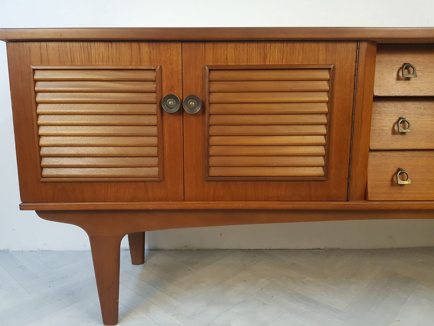 Vintage Mid Century 1960s Danish Design Long Sideboard Buffet Credenza