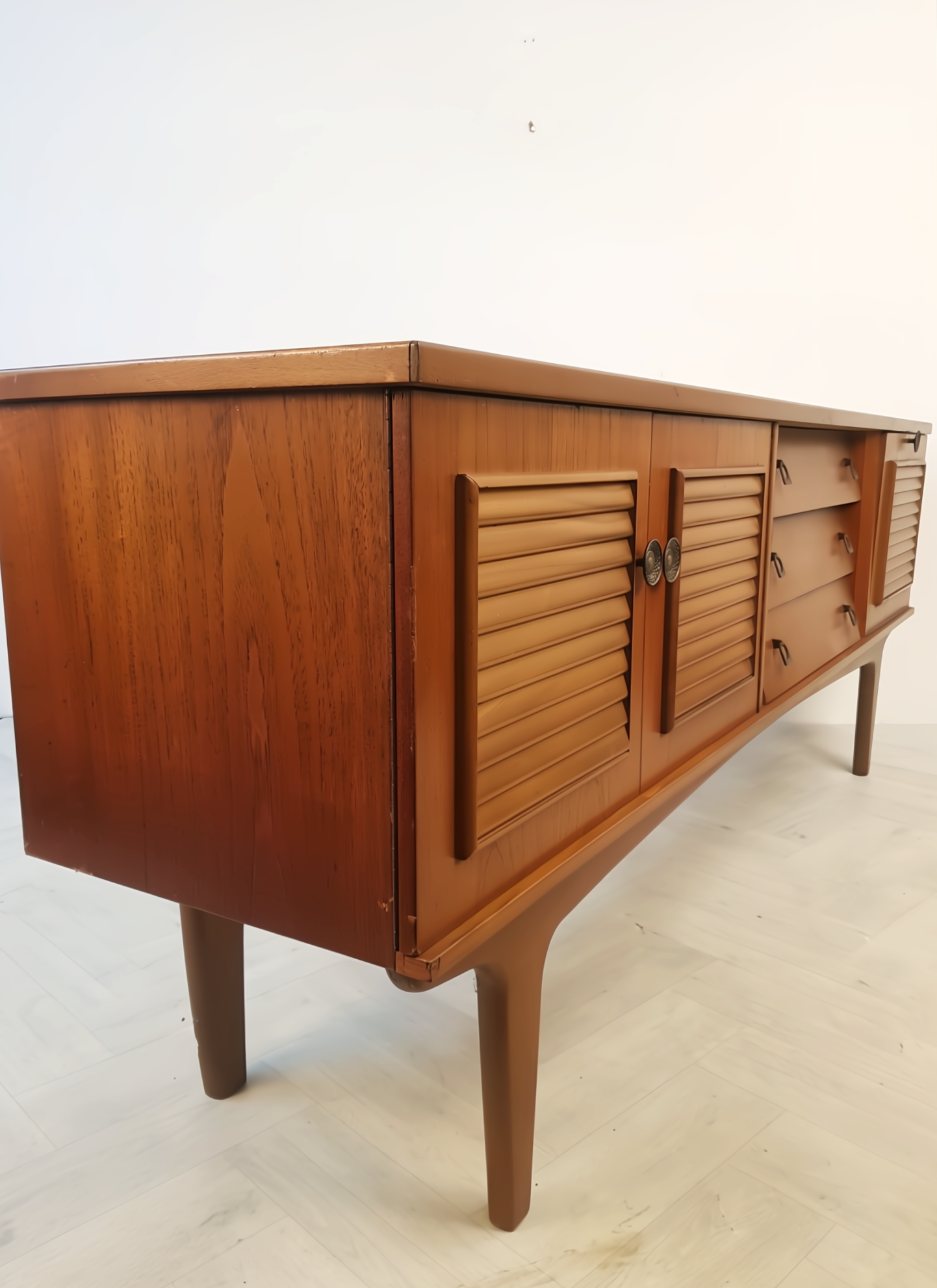Vintage Mid Century 1960s Danish Design Long Sideboard Buffet Credenza