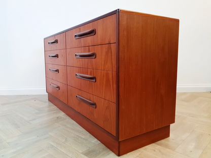 G Plan Fresco Red Label Vintage Mid Century Solid Teak Double Chest of Drawers Sideboard