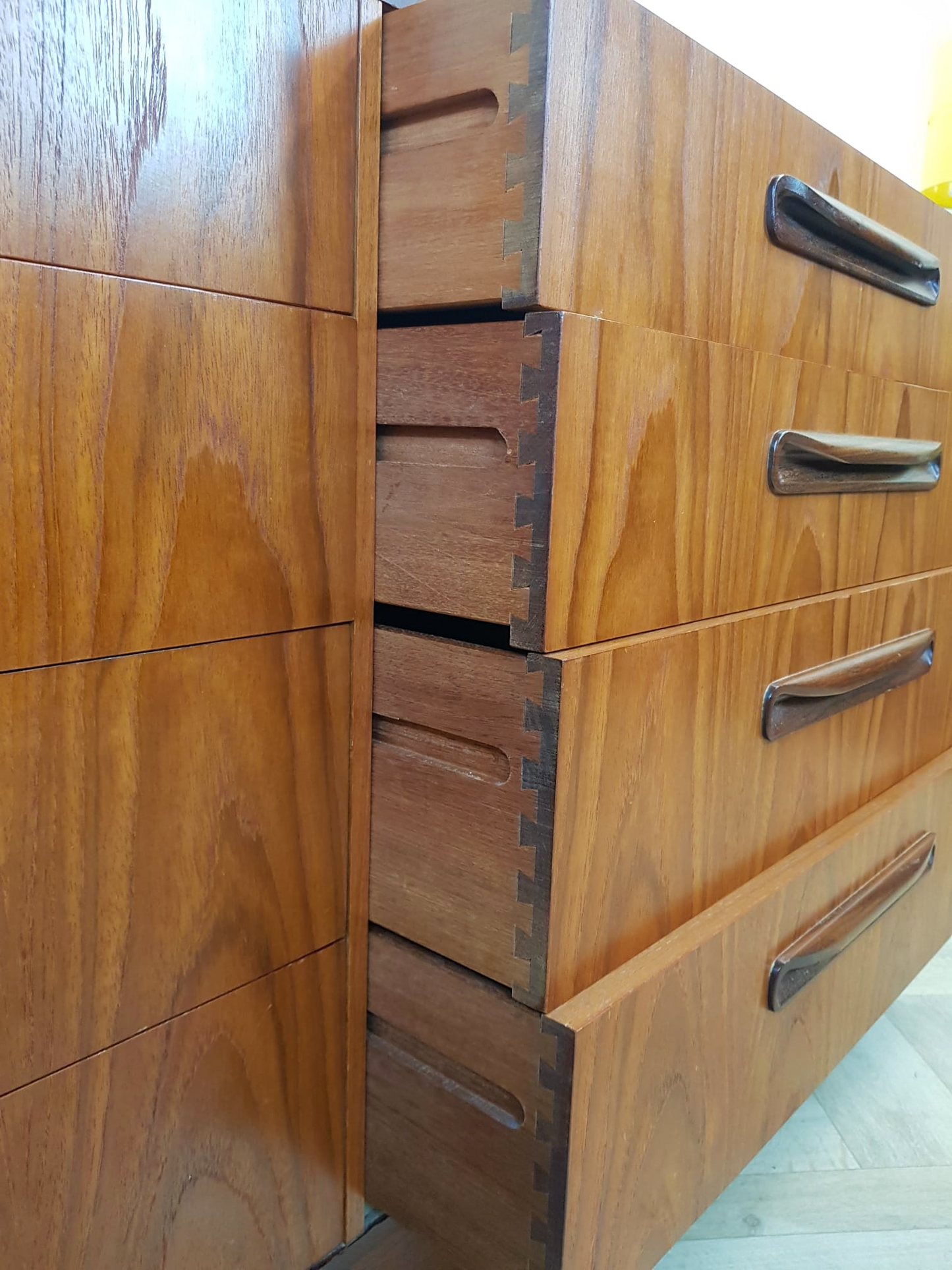 G Plan Fresco Red Label Vintage Mid Century Solid Teak Double Chest of Drawers Sideboard