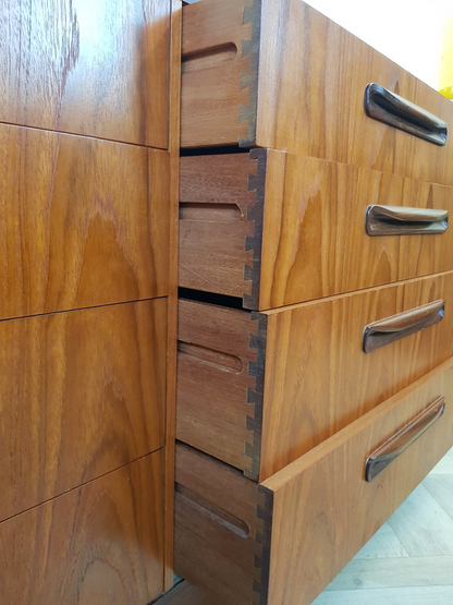 G Plan Fresco Red Label Vintage Mid Century Solid Teak Double Chest of Drawers Sideboard
