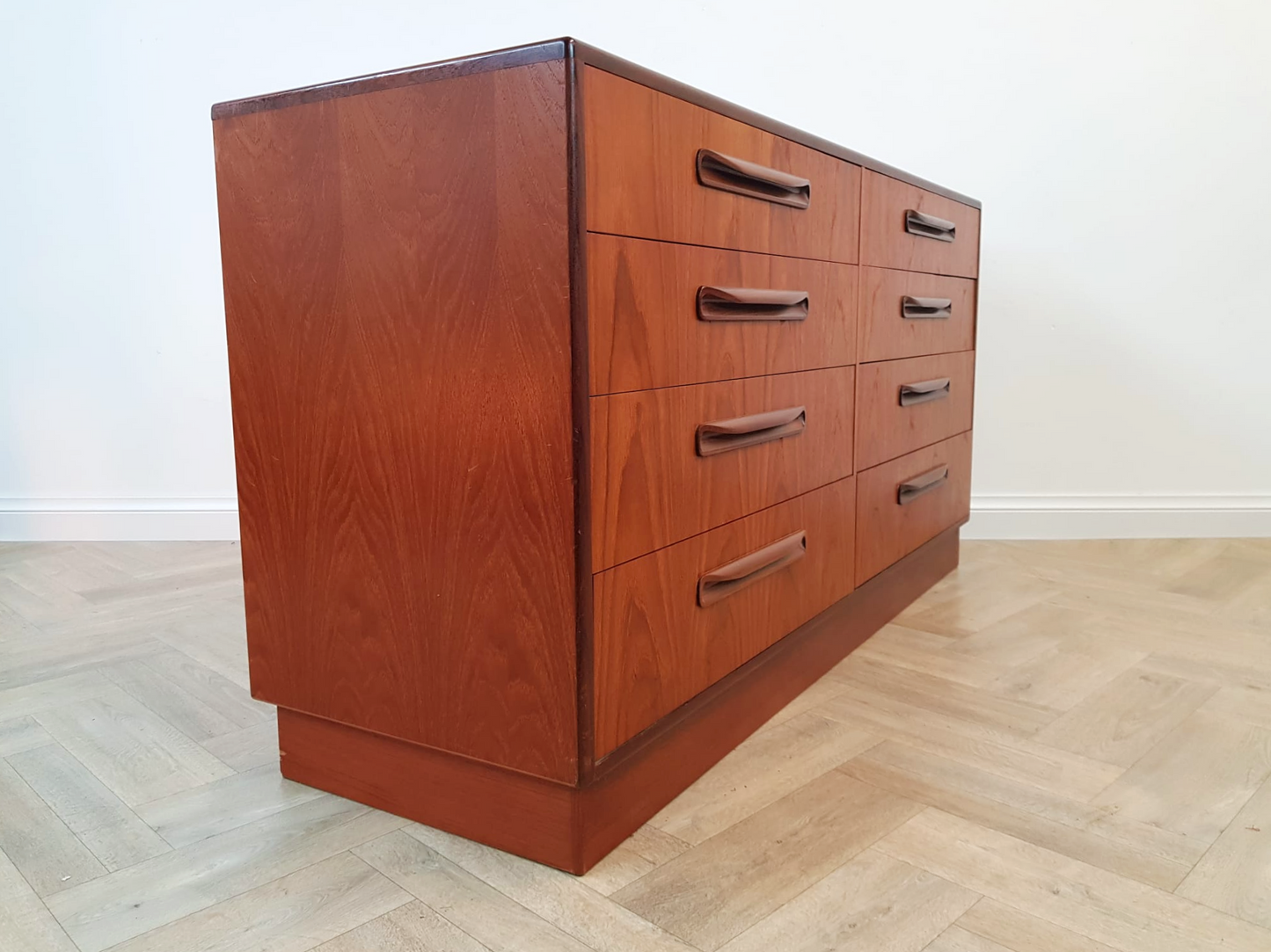 G Plan Fresco Red Label Vintage Mid Century Solid Teak Double Chest of Drawers Sideboard