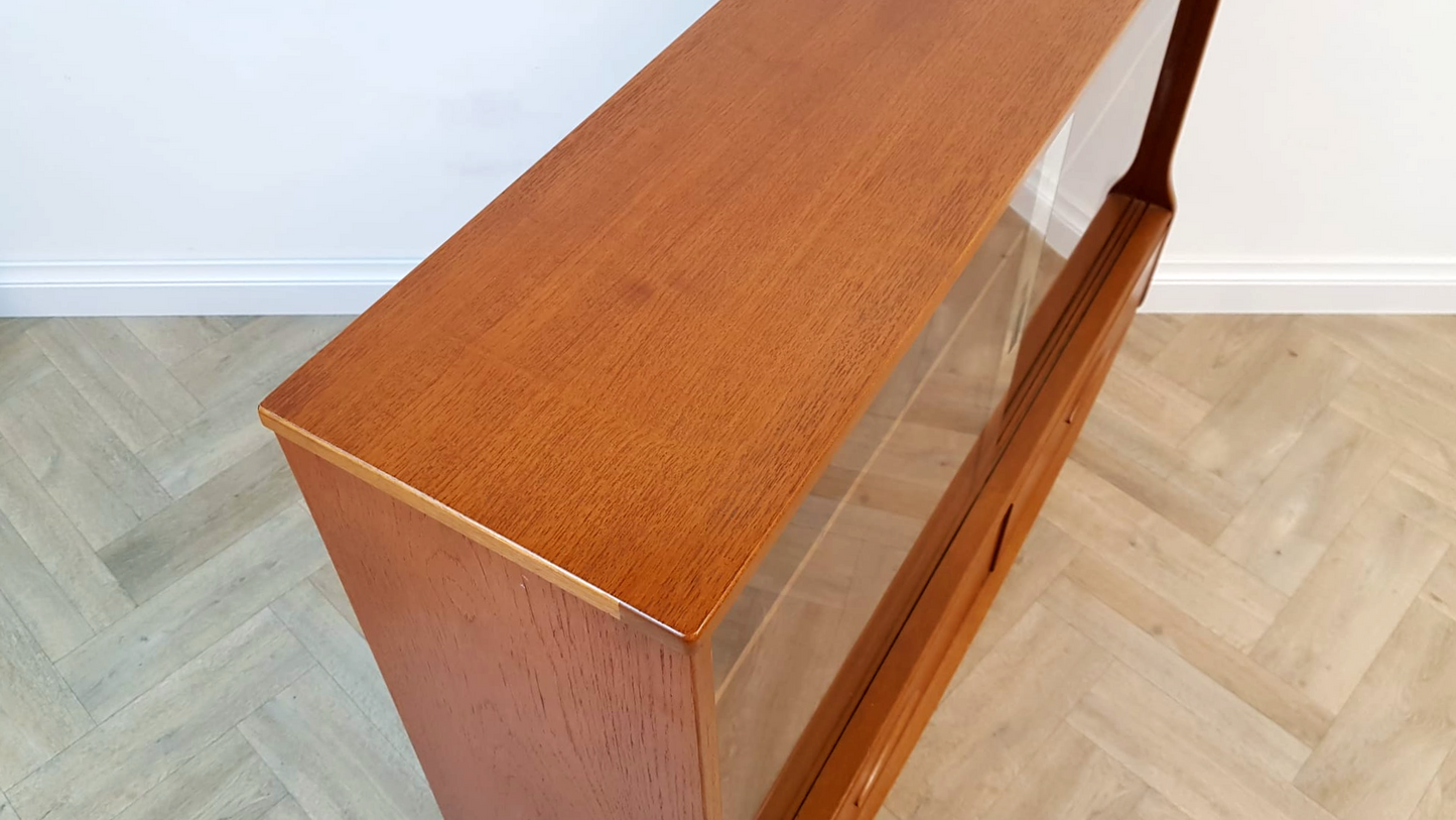 Vintage Mid Century 1960's Teak & Glazed Glass Danish Design Bookcase Sideboard