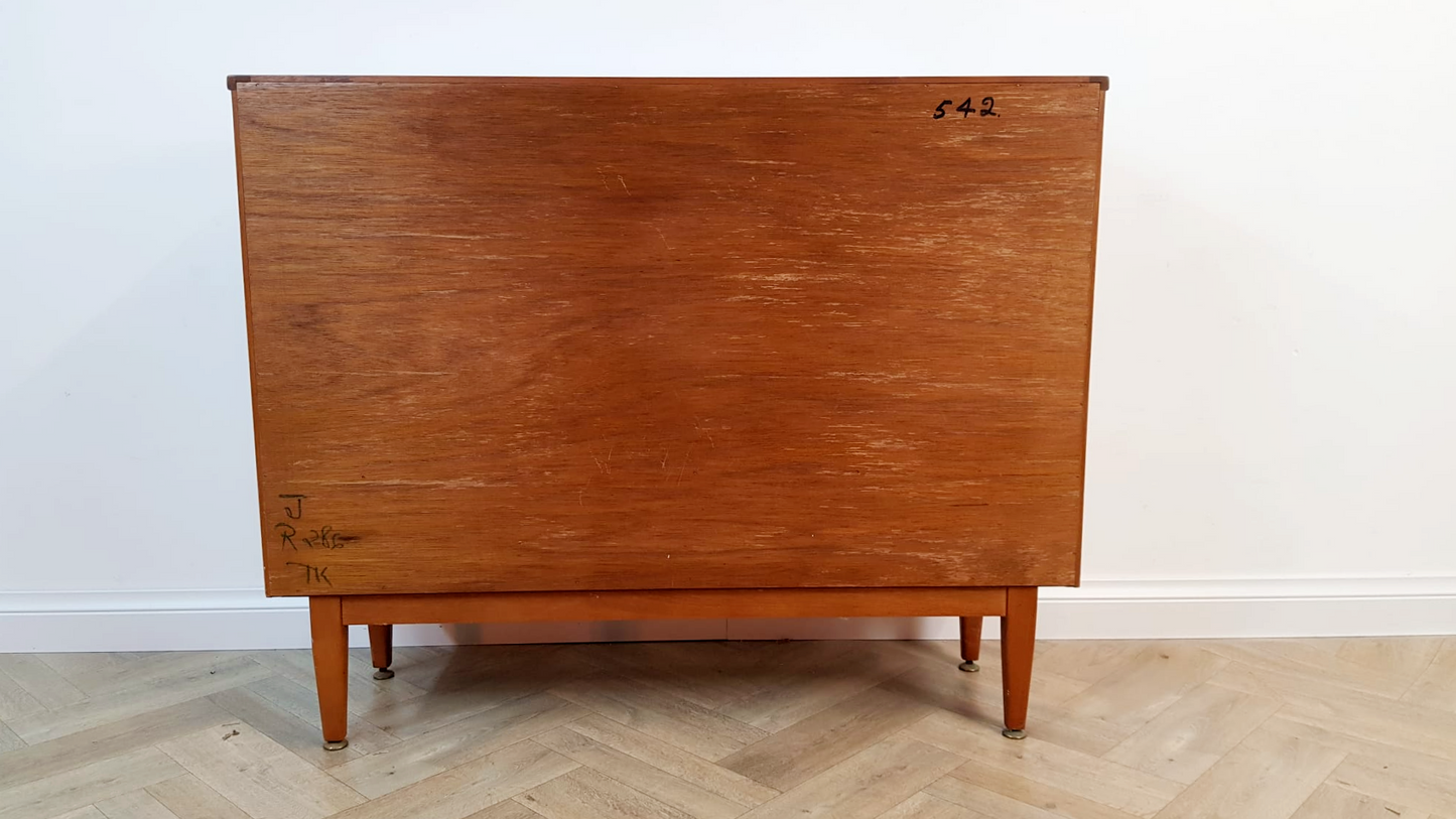 Vintage Mid Century 1960's Teak & Glazed Glass Danish Design Bookcase Sideboard