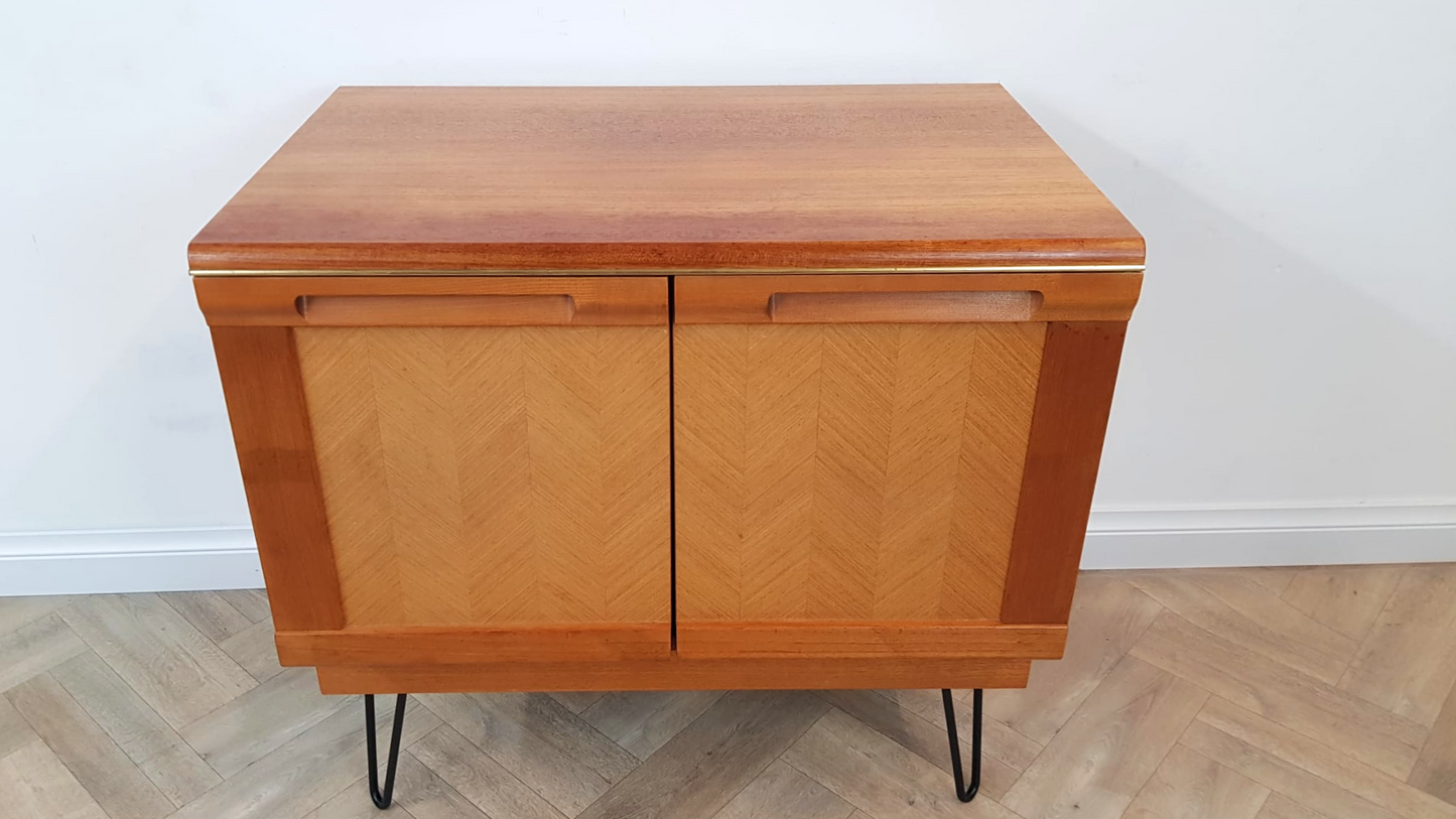 G Plan Vintage Mid Century Herringbone Teak Compact Sideboard LP Storage Cabinet