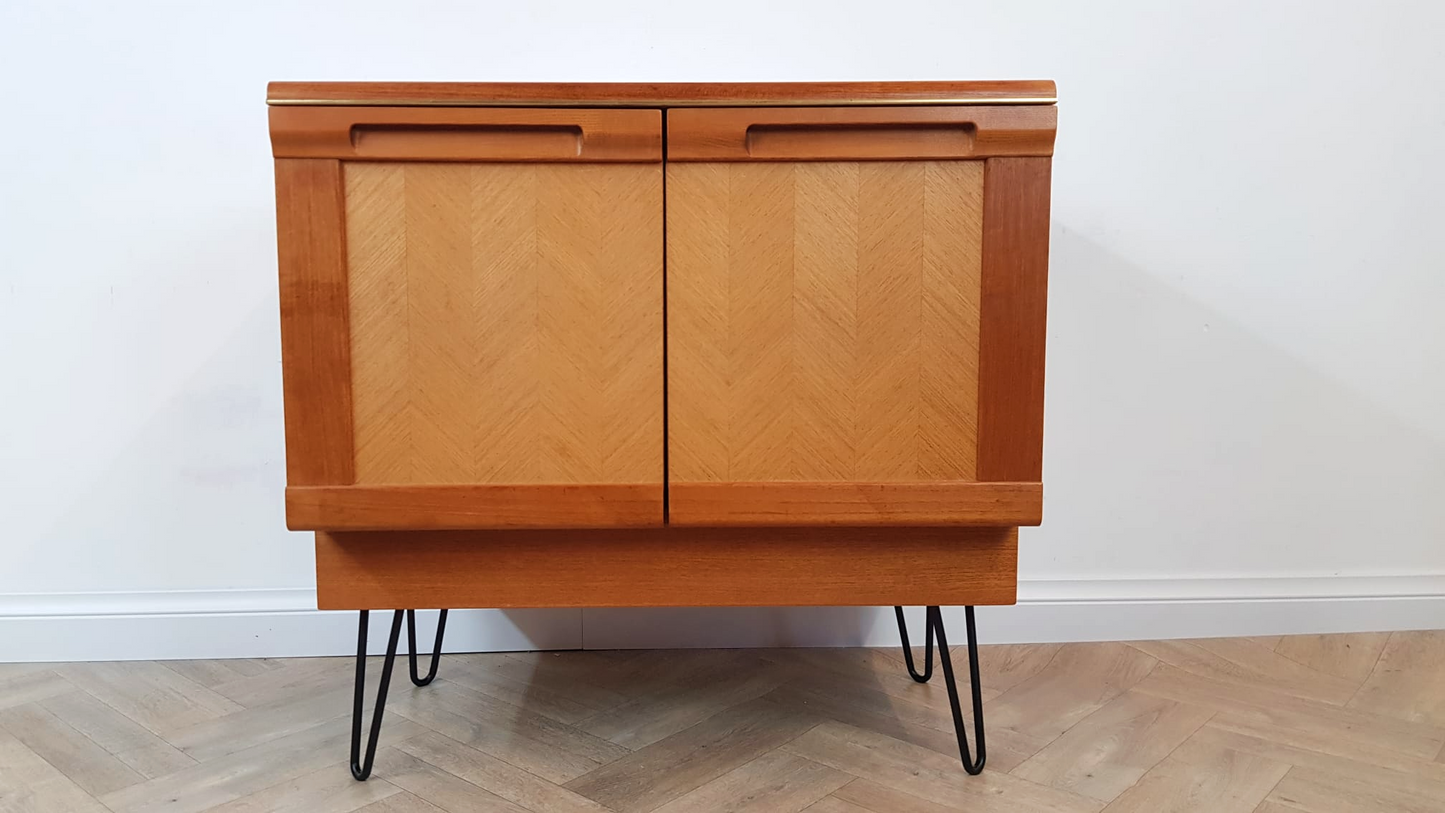 G Plan Vintage Mid Century Herringbone Teak Compact Sideboard LP Storage Cabinet