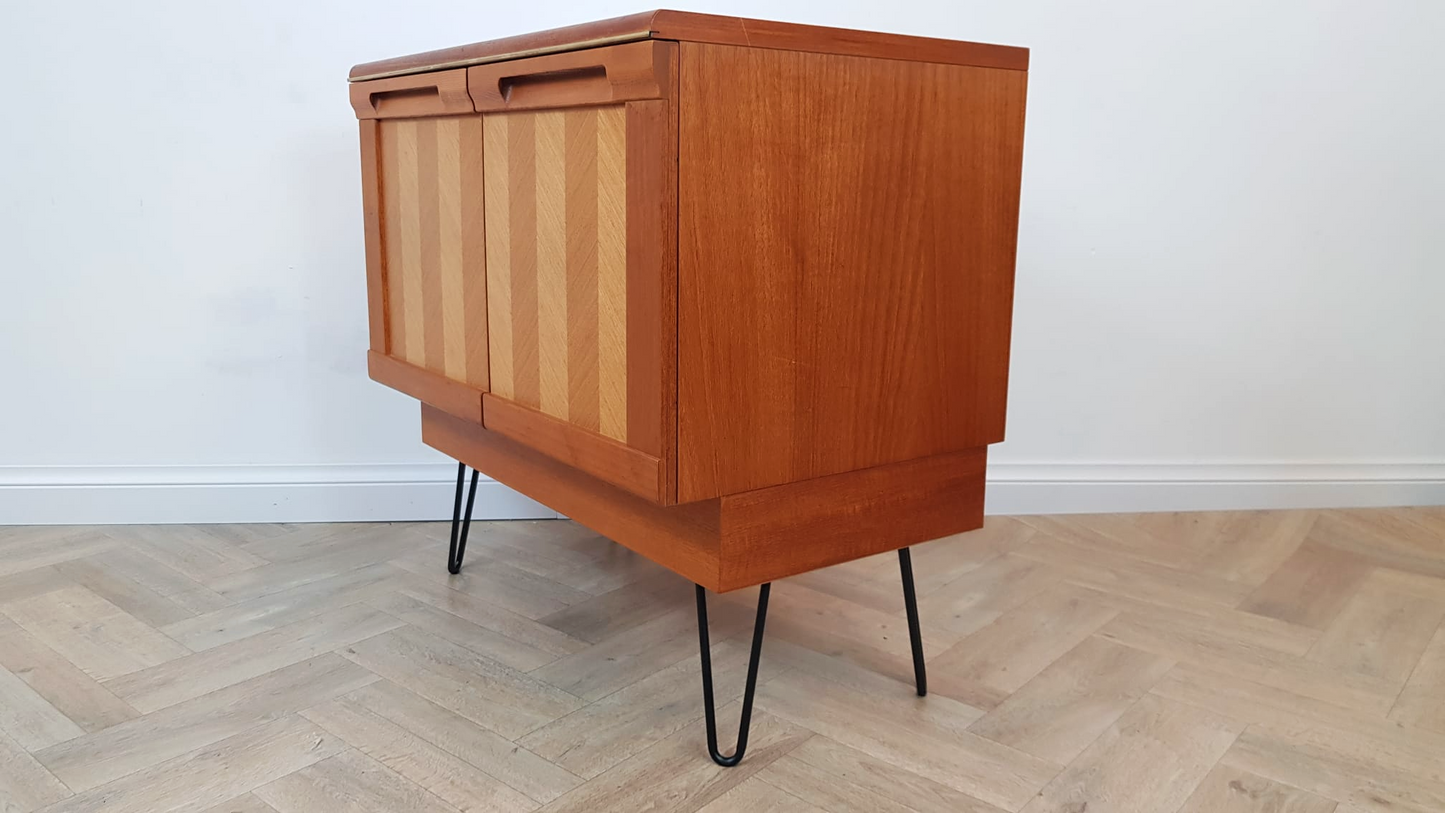G Plan Vintage Mid Century Herringbone Teak Compact Sideboard LP Storage Cabinet