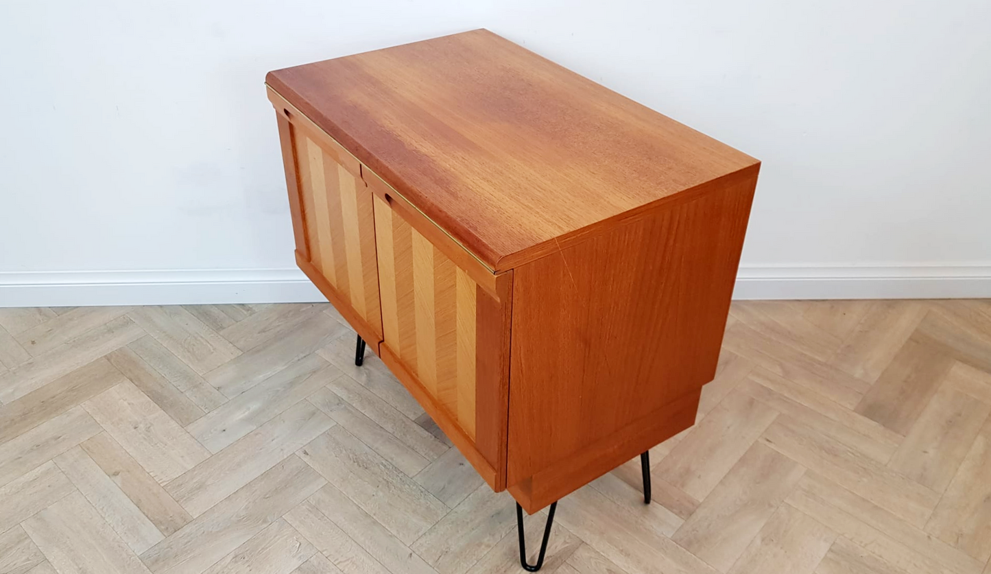 G Plan Vintage Mid Century Herringbone Teak Compact Sideboard LP Storage Cabinet