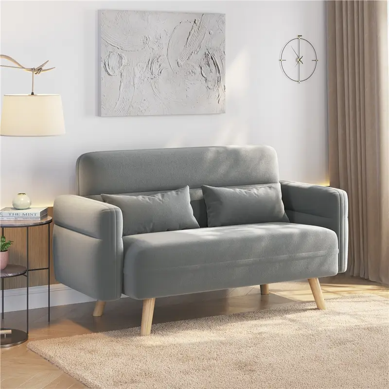 Mid Century Modern Danish Design 2 Seater Compact Sofa With Lumbar Support