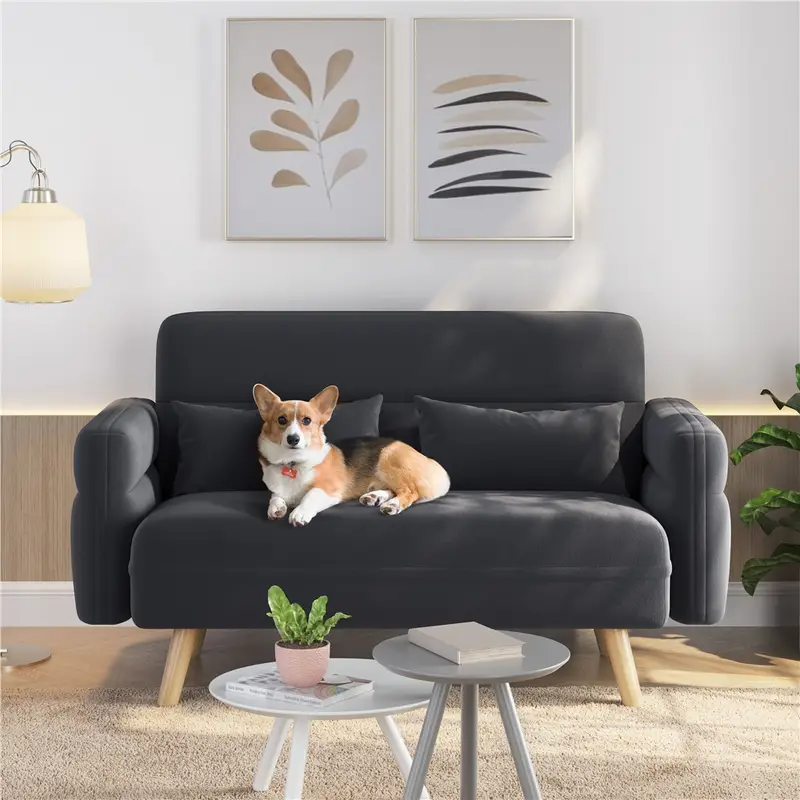 Mid Century Modern Danish Design 2 Seater Compact Sofa With Lumbar Support