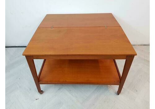 Vintage Mid Century Medium Teak Metamorphic Coffee Table Entertainment Trolley