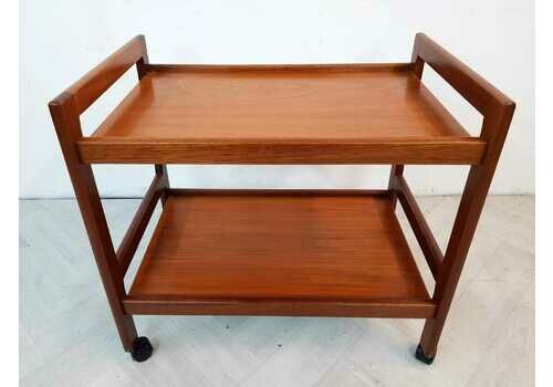 Vintage Mid Century Solid Teak Danish Design Drinks Entertainment Trolley