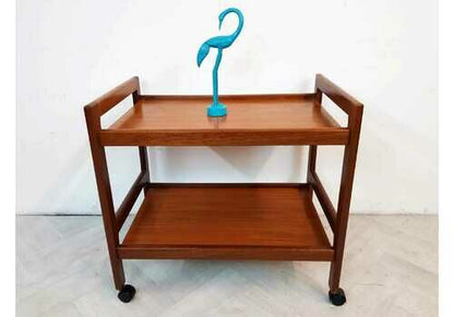 Vintage Mid Century Solid Teak Danish Design Drinks Entertainment Trolley