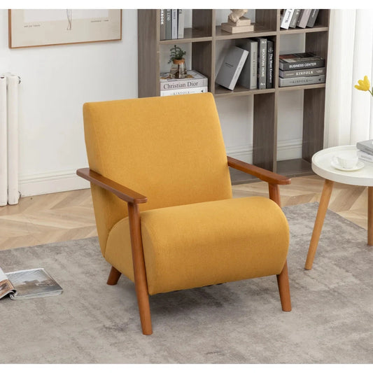 Mid Century Modern Scandinavian Design Mustard Yellow Lounge Accent Armchair