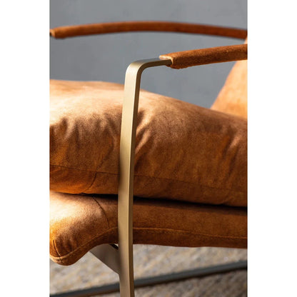 Mid Century Modern Brushed Metal & Suede Leather Nordic Lounge Accent Chair