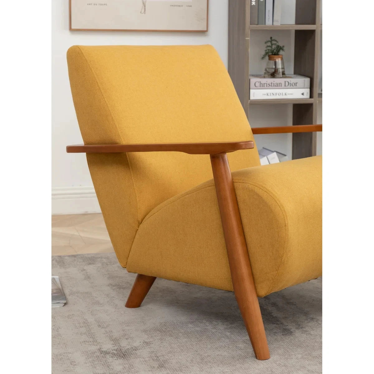 Mid Century Modern Scandinavian Design Mustard Yellow Lounge Accent Armchair