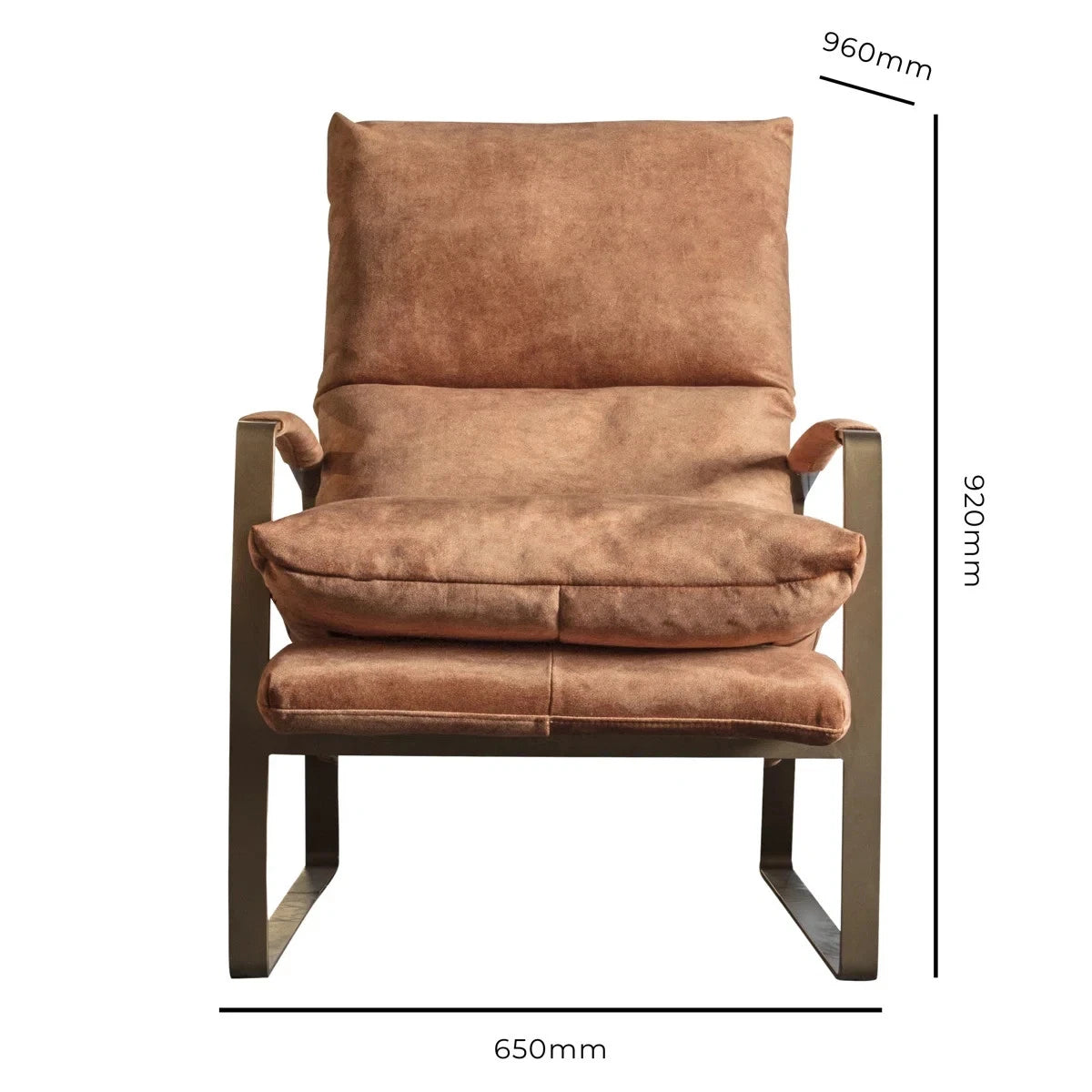 Mid Century Modern Brushed Metal & Suede Leather Nordic Lounge Accent Chair