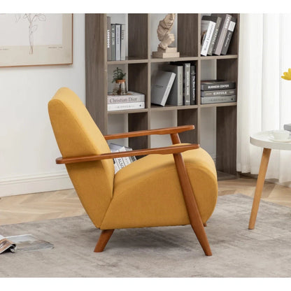 Mid Century Modern Scandinavian Design Mustard Yellow Lounge Accent Armchair